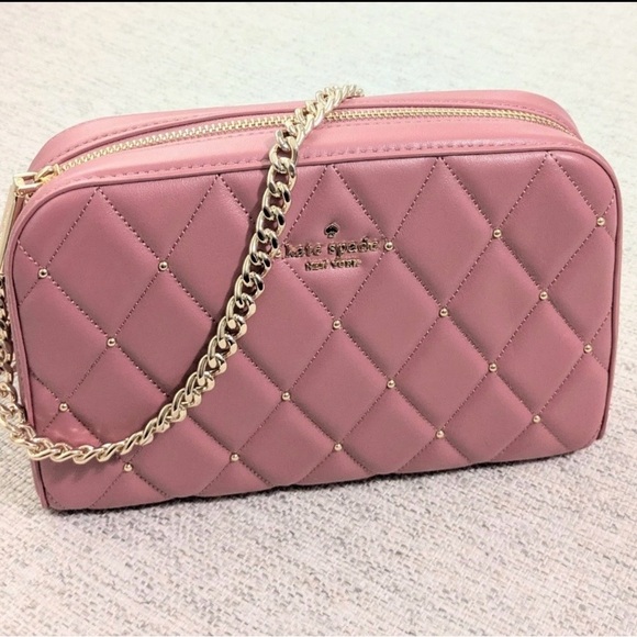 Kate Spade Carey Chain Crossbody Camera Bag Quilted Studded Gold Chain - Picture 4 of 7